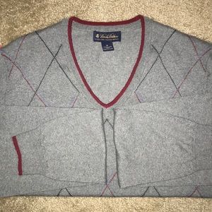 Grey Argyle V-Neck Cardigan Brooks Brothers